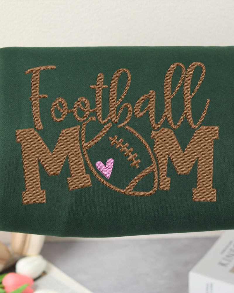 Football Mom Embroidered Sweatshirt – Game Day Crewneck for Proud Moms