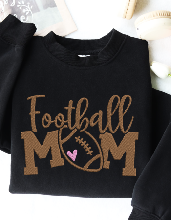 Football Mom Embroidered Sweatshirt – Game Day Crewneck for Proud Moms