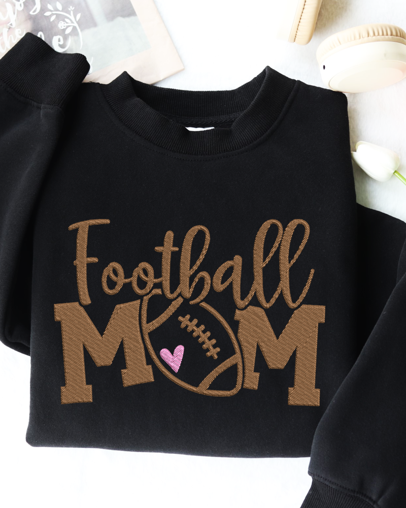 Football Mom Embroidered Sweatshirt – Game Day Crewneck for Proud Moms
