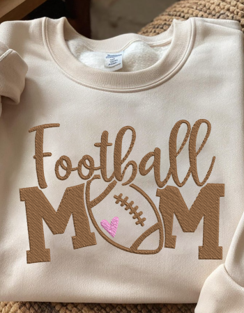 Football Mom Embroidered Sweatshirt – Game Day Crewneck for Proud Moms