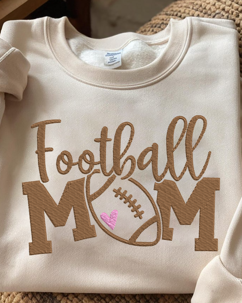 Football Mom Embroidered Sweatshirt – Game Day Crewneck for Proud Moms