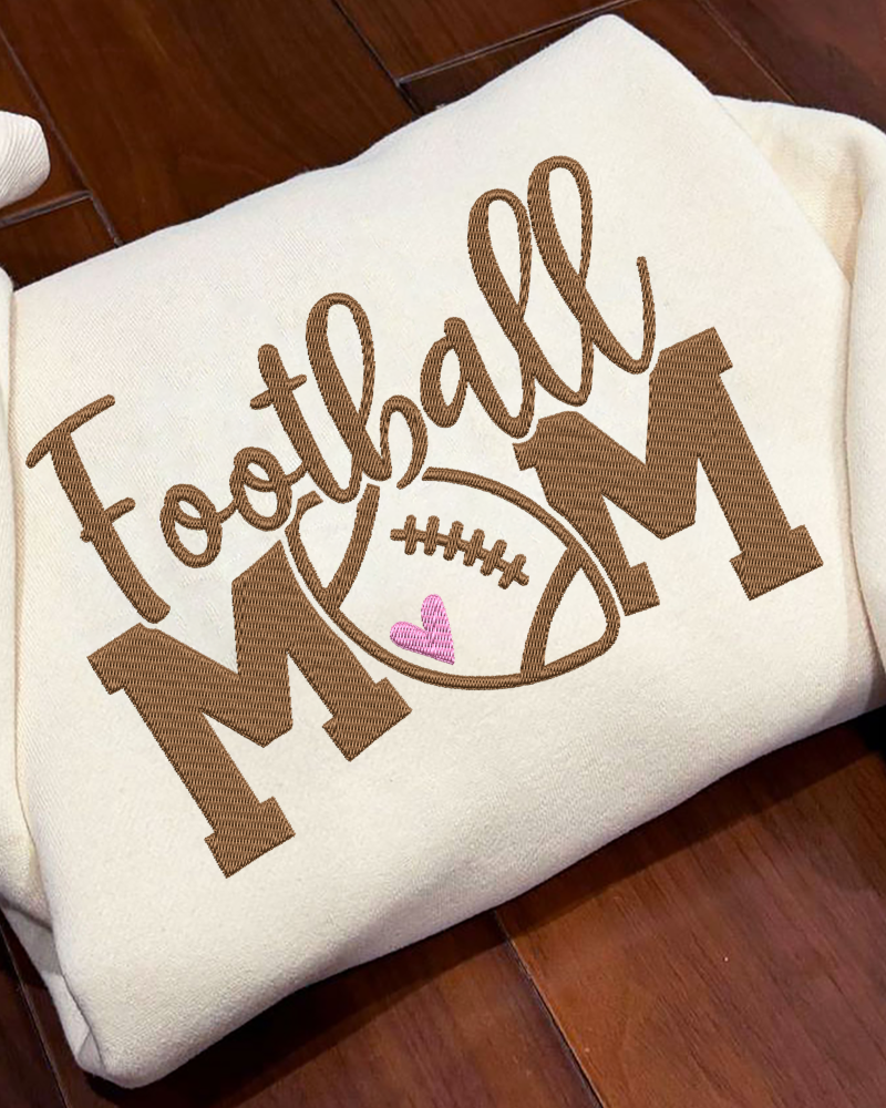 Football Mom Embroidered Sweatshirt – Game Day Crewneck for Proud Moms