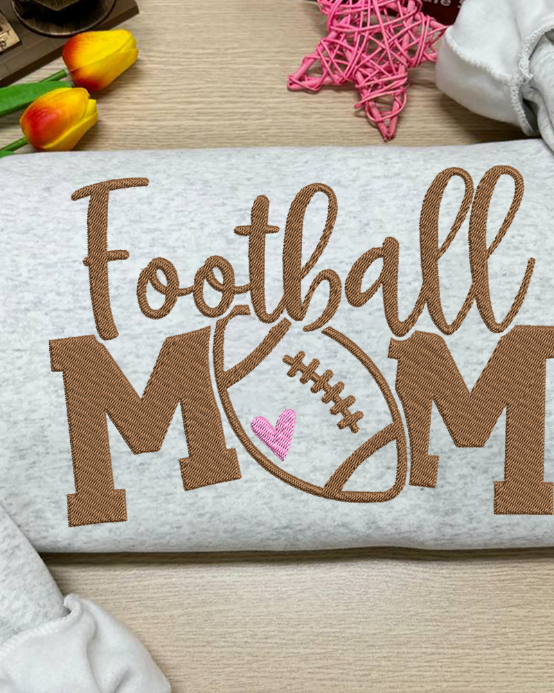 Football Mom Embroidered Sweatshirt – Game Day Crewneck for Proud Moms