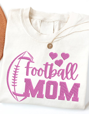 Football Mom Pink Embroidered Sweatshirt – Cute Game Day Crewneck for Moms