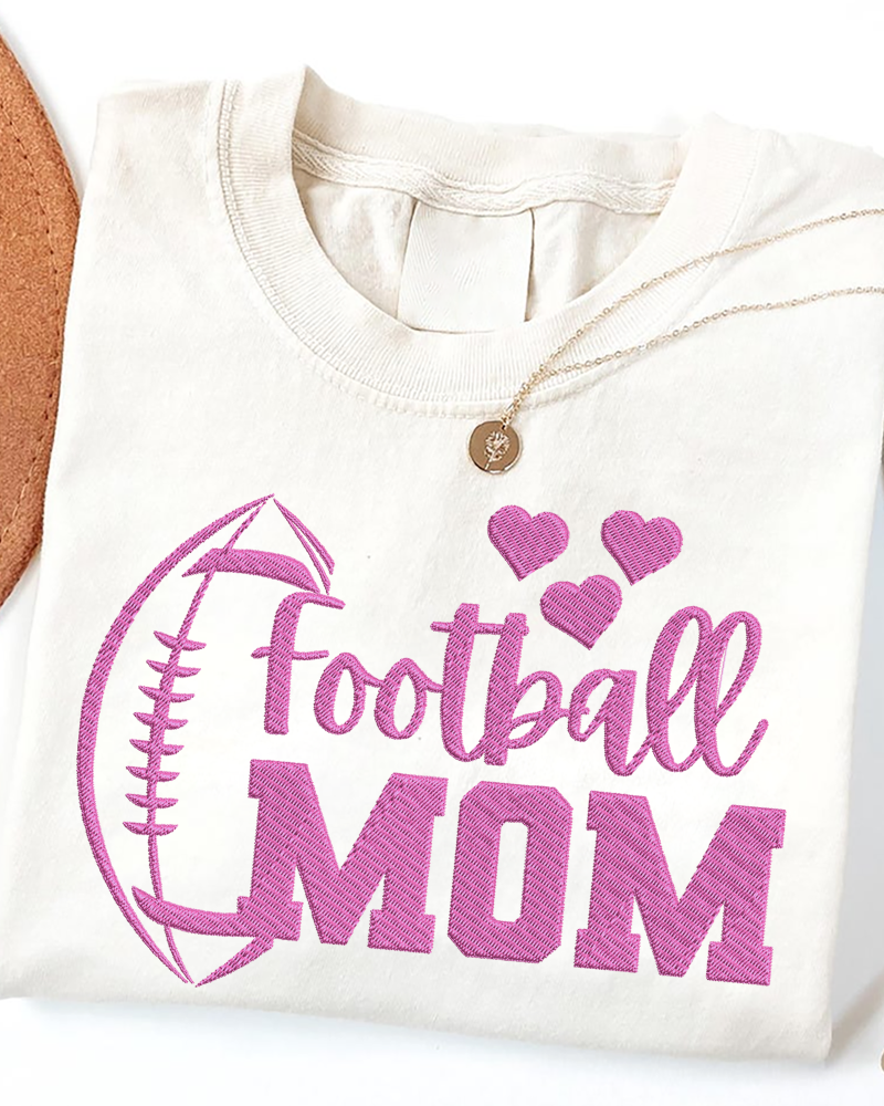 Football Mom Pink Embroidered Sweatshirt – Cute Game Day Crewneck for Moms