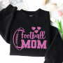 Football Mom Pink Embroidered Sweatshirt – Cute Game Day Crewneck for Moms