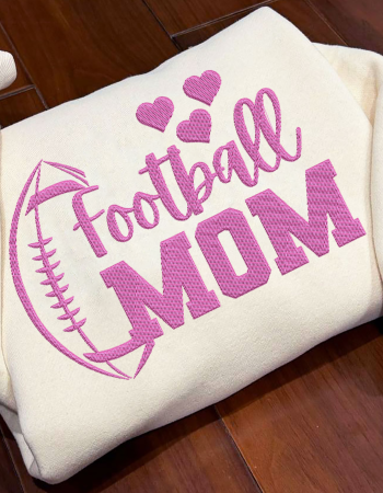 Football Mom Pink Embroidered Sweatshirt – Cute Game Day Crewneck for Moms
