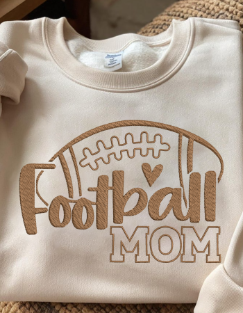Football Mom Brown Embroidered Sweatshirt – Cozy Game Day Crewneck for Proud Moms