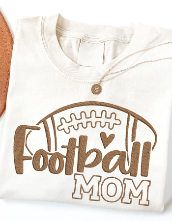 Football Mom Brown Embroidered Sweatshirt – Cozy Game Day Crewneck for Proud Moms