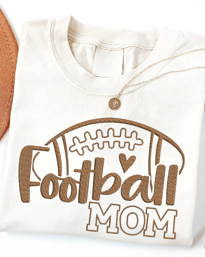 Football Mom Brown Embroidered Sweatshirt – Cozy Game Day Crewneck for Proud Moms