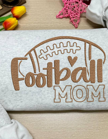 Football Mom Brown Embroidered Sweatshirt – Cozy Game Day Crewneck for Proud Moms