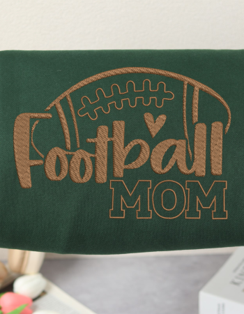 Football Mom Brown Embroidered Sweatshirt – Cozy Game Day Crewneck for Proud Moms