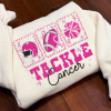 Tackle Cancer Embroidered Sweatshirt – Pink Ribbon Football Crewneck for Breast Cancer Awareness