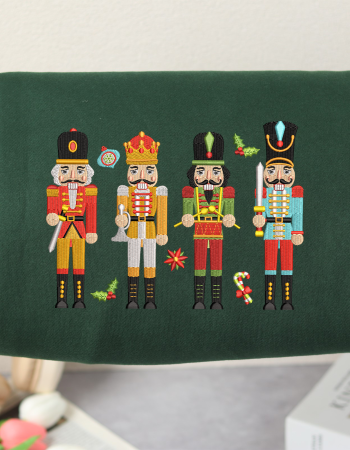 Nutcracker Embroidered Christmas Sweatshirt – Holiday Crewneck with Ornaments