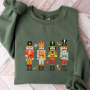 Nutcracker Embroidered Christmas Sweatshirt – Holiday Crewneck with Ornaments
