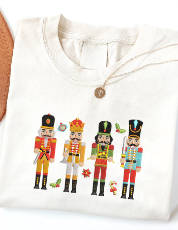 Nutcracker Embroidered Christmas Sweatshirt – Holiday Crewneck with Ornaments