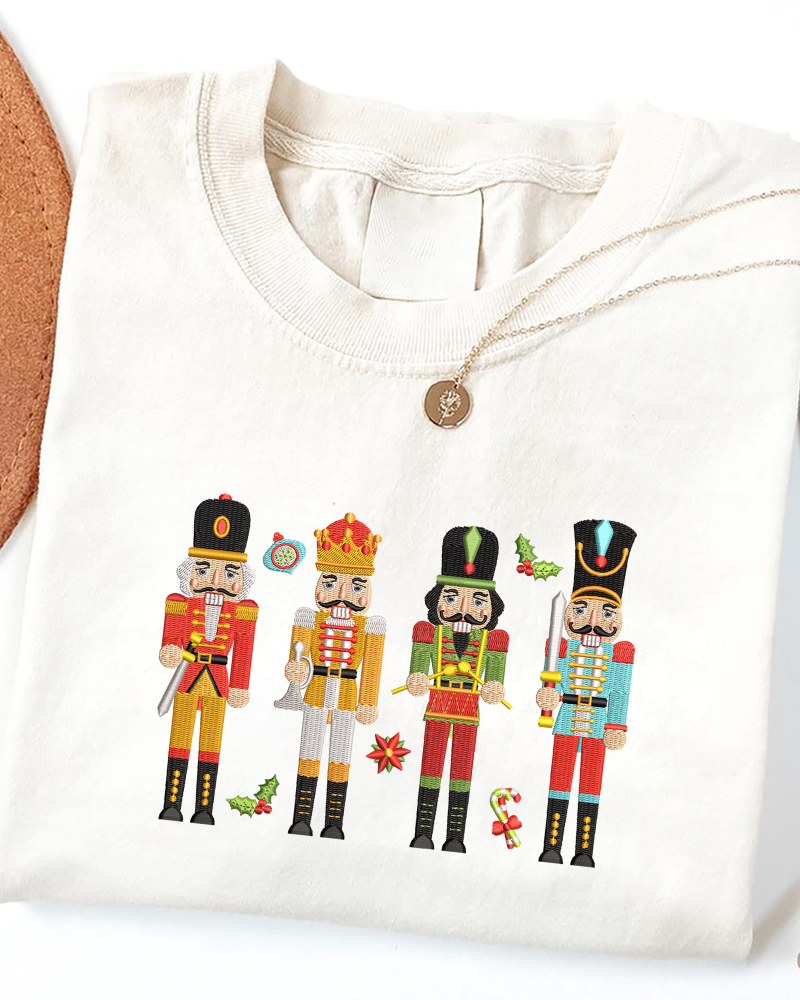 Nutcracker Embroidered Christmas Sweatshirt – Holiday Crewneck with Ornaments