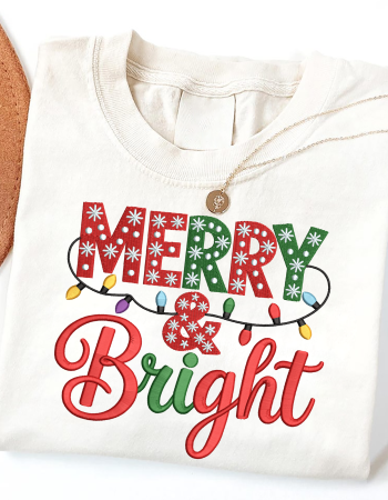 Merry & Bright Embroidered Sweatshirt – Christmas Holiday Crewneck