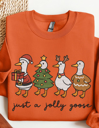 Just a Jolly Goose Embroidered Sweatshirt – Funny Christmas Holiday Crewneck