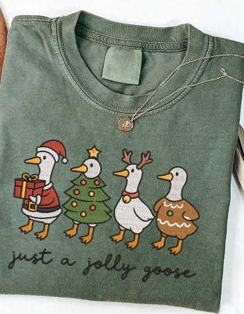 Just a Jolly Goose Embroidered Sweatshirt – Funny Christmas Holiday Crewneck