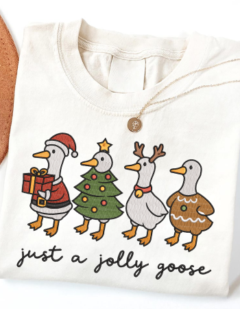 Just a Jolly Goose Embroidered Sweatshirt – Funny Christmas Holiday Crewneck