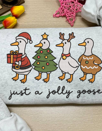 Just a Jolly Goose Embroidered Sweatshirt – Funny Christmas Holiday Crewneck