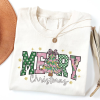 Merry Christmas Tree Embroidered Sweatshirt – Holiday Crewneck