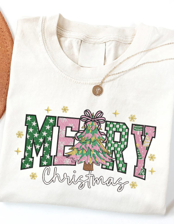 Merry Christmas Tree Embroidered Sweatshirt – Holiday Crewneck