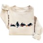 Christmas Cats Embroidered Sweatshirt – Sand Unisex Pullover