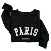 Paris France Embroidered Sweatshirt – Black Unisex Pullover