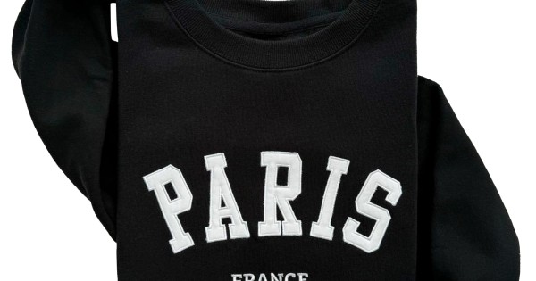 Paris France Embroidered Sweatshirt | Emroya