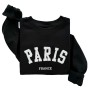 Paris France Embroidered Sweatshirt – Black Unisex Pullover