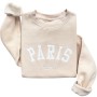 Paris France Embroidered Sweatshirt – Sand Unisex Pullover