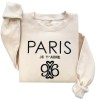 Paris Je T’aime 96 Embroidered Sweatshirt – Sand Unisex Pullover