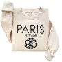 Paris Je T’aime 96 Embroidered Sweatshirt – Sand Unisex Pullover