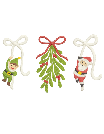 Christmas Elf & Santa Ornament Embroidery Design – Digital File