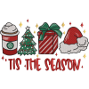 Tis The Season Holiday Embroidery Design Set – Christmas Coffee, Tree, Gift & Santa Hat – Digital File