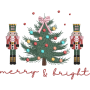 Merry & Bright Nutcracker Christmas Tree Embroidery Design – Digital File