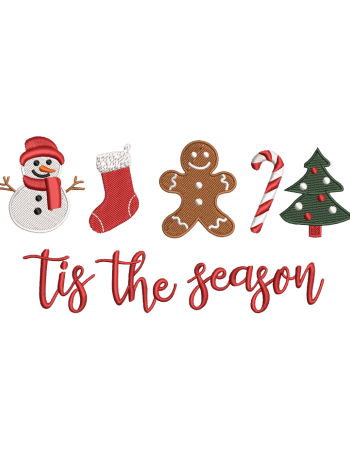 Tis The Season Christmas Embroidery Design – Digital File