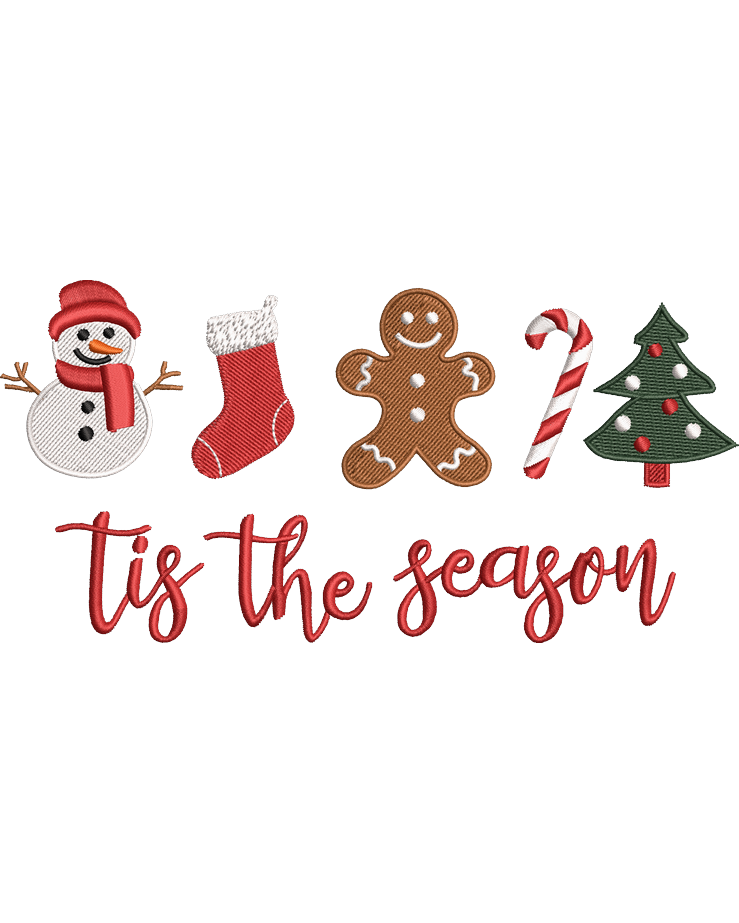 Tis The Season Christmas Embroidery Design – Digital File