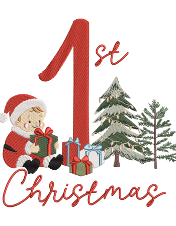 Baby’s First Christmas Embroidery Design – Digital File