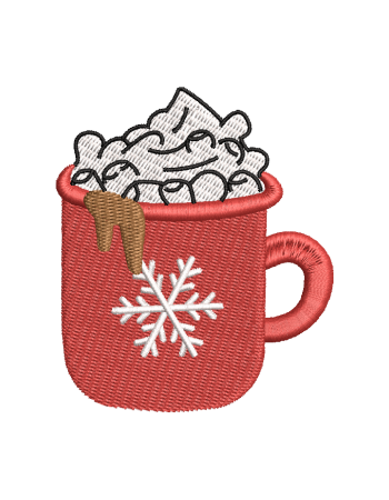 Christmas Hot Cocoa Mug Embroidery Design – Digital File