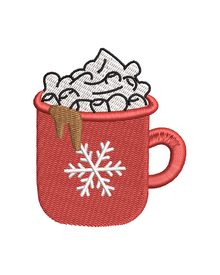 Christmas Hot Cocoa Mug Embroidery Design – Digital File