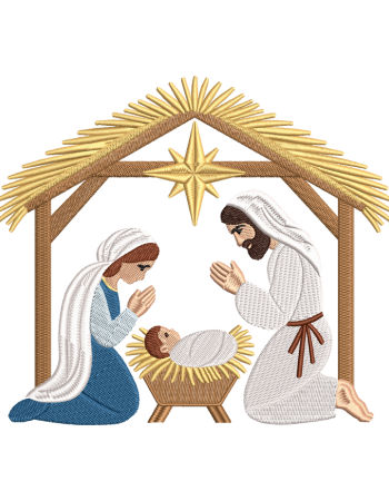 Nativity Scene Embroidery Design – Digital File