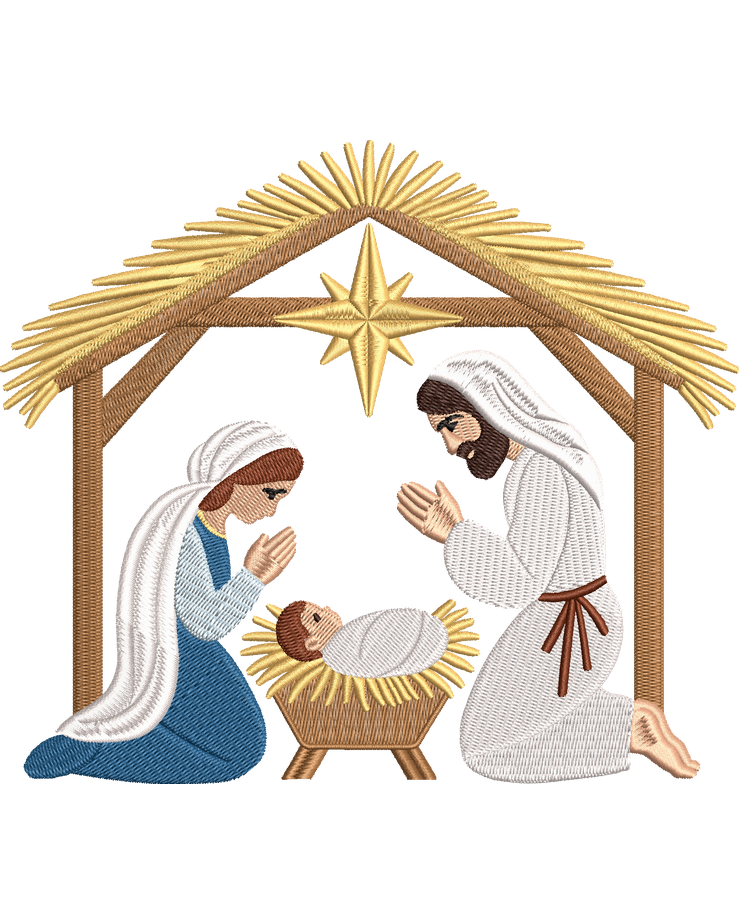 Nativity Scene Embroidery Design – Digital File