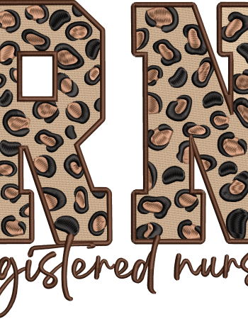 RN Registered Nurse Embroidery Design – Leopard Print Nurse Digital File