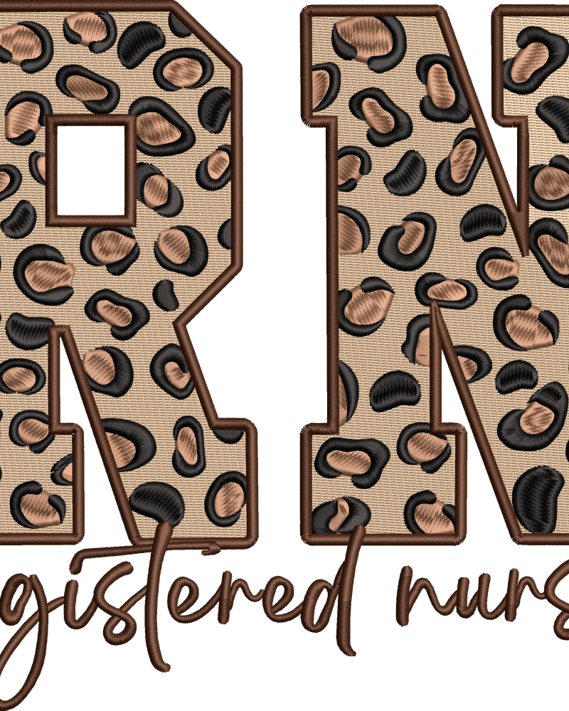 RN Registered Nurse Embroidery Design – Leopard Print Nurse Digital File