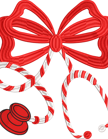 Christmas Nurse Embroidery Design – Candy Cane Stethoscope Digital File