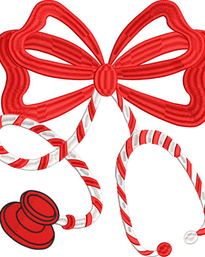 Christmas Nurse Embroidery Design – Candy Cane Stethoscope Digital File