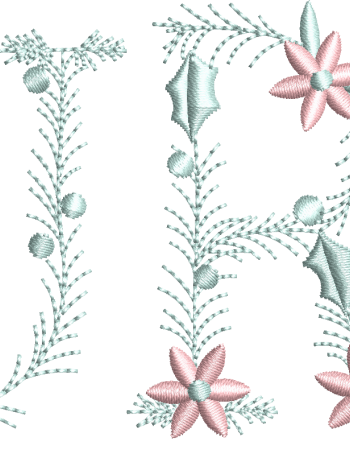 Christmas Floral Alphabet Embroidery Design – Monogram Letters A-Z Digital File